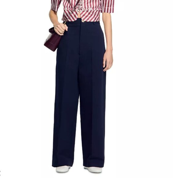 NWT Sandro Aubagne Suit Trousers in Navy Size FR 32 / US 0 - Picture 2 of 7